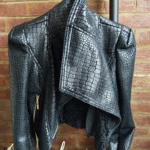 XS Black Harlow Zee faux fur trim jacket (orig $145) - excellent condition